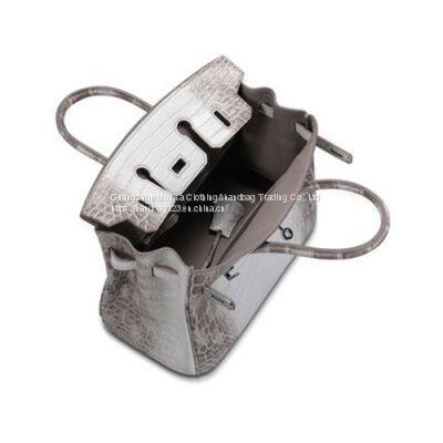 Gradient Himalayan Platinum Imported Nile Crocodile Leather Women's Handbag 25CM Support Customization photo-4