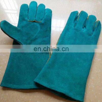 South Africa Long Dark Green cow split leather Welding glove