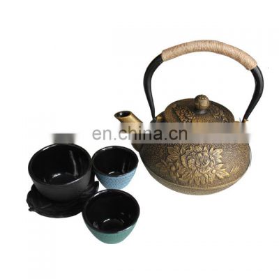 customized wholesale chinese vintage cast iron 800ml black teapot and cup set