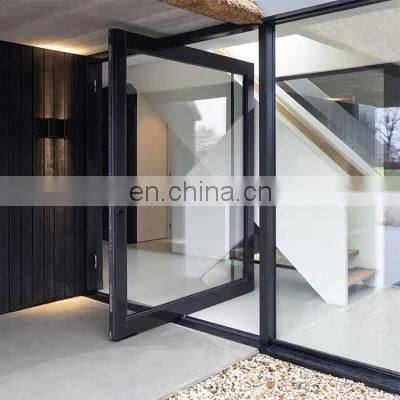 North American Style Big Panel Tempered Glass Aluminium Pivot Entry Front Door