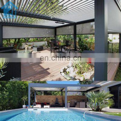 Outdoor Waterproof Garden Gazebo Motorized Pergola Aluminum Louver Roof Systems aluminum louver pergola