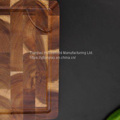 Custom Design Organic Butcher Square Kitchen Natural Cooking Boards Acacia Wood End Grain Chopping Wooden Cutting Board