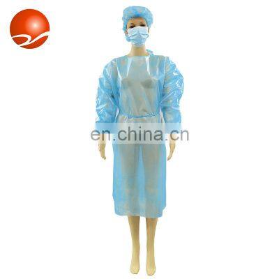 Wholesale Protective PP/PE/SMS Non Woven Disposable Isolation Gown Safety Non Sterile with Arm Knitted Blue Lab Patient Gowns