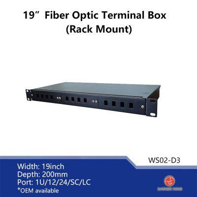 Factory price  WS02-D3 19inch Rack Mount Optical Fiber Terminal Box for Optical fiber network