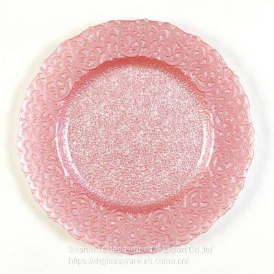 Wholesale Pink Wedding Bulk Flora Starburst Crystal Glass Charger Plates