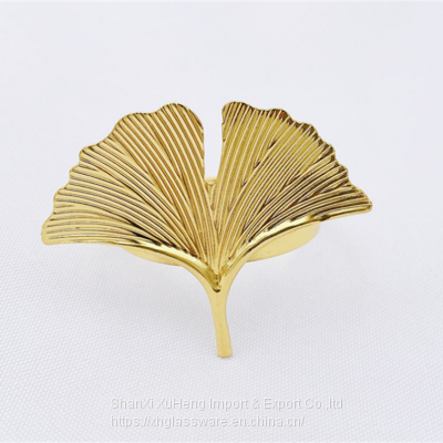 Ginkgo Leaf Plant Metal Napkin Rings Gold Table Cloth Napkin Buckle Holders photo-4