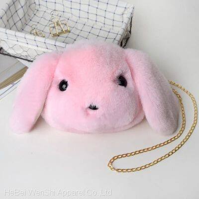 015Winter Plush Bag Soft Rabbit Bag Cute Fashion Women's Shoulder Bag Girl Crossbody Bag Wholesale Faux Fur Bag