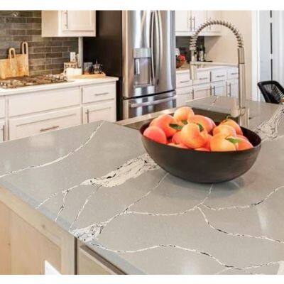 Code：6781，Calacatta Artificial Stone Quartz Slab Kitchen Countertops photo-3