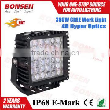 Truck accessories square 360W super bright led working light, led work lamp for all universal cars