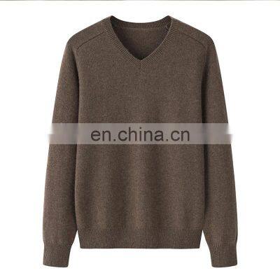 2024 Women's 100% Pure Cashmere V-Neck Pullover Jumper Heavy Thick Knitted Casual Style for Winter OEM Service Available