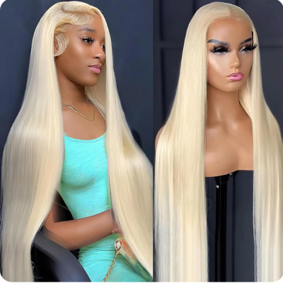 Blonde Wig 100% human hair virgin hair lace wig Silky Straight