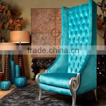 High class hotel wooden chair with velvet fabric