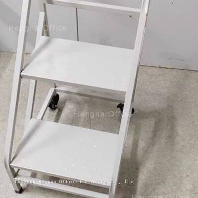 Rolling Library Ladder for High Shelves — All-Steel Anti-Rust Book Step Stool with Silent Wheels for Schools & Archives (2/3/4 Steps)