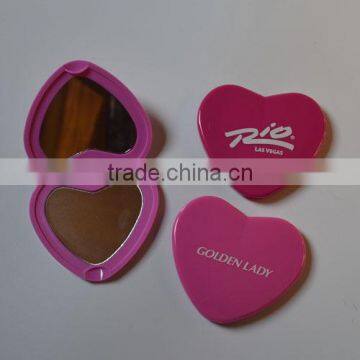 Heart shaped promotional gift cosmetic mirror foldable compact mirror