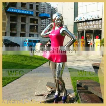 Woman shaped metal stainless steel statue