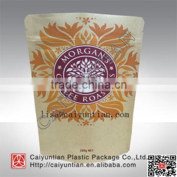 customized kraft paper aluminum resealable coffee bag