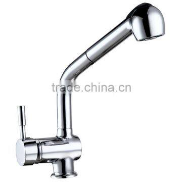 Custom Long Pull Out Handle Brass Mixer Faucets Kitchen Basin photo-2