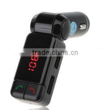 2015Bluetooth USB car mp3 player hands-free phone FM transmitter double USB display charger