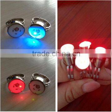 Round shaped printing & epoxy led blinking light finger ring for party