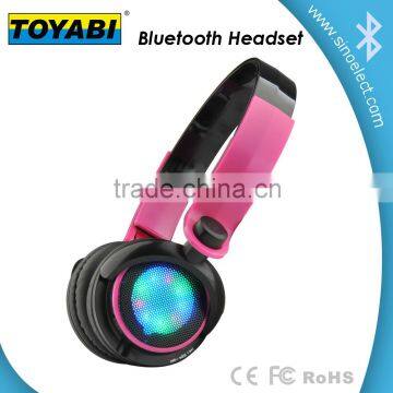 LED light Wireless bluetooth Headphone support memory card and FM radio stereo headset