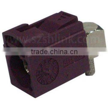 FAKRA Jack Right Angle Connector Crimp/Solder Attachment For PE-C100, RG174, RG316, Bordeaux Color