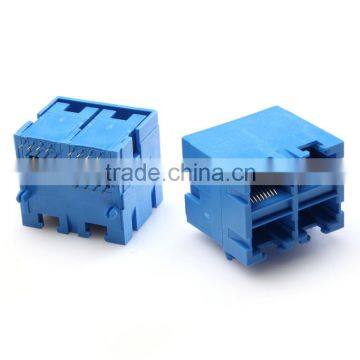 Unshield Double Row 2X2 ports socket 8P8C RJ45 PCB connector 8P stacked female modular PCB Jack