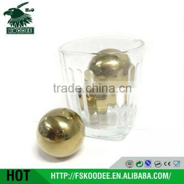 stainless steel gold wine cooler ball rocks, gold ball shape whisky stones