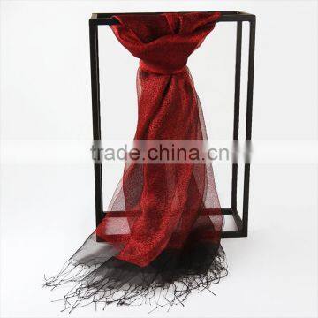 Custom Design Fashionable Metal Style Double-layer Organza Fabric Colorful Silk Scarf ,silk Shawl Women Made in China Wholesale Supplier's Choice photo-2