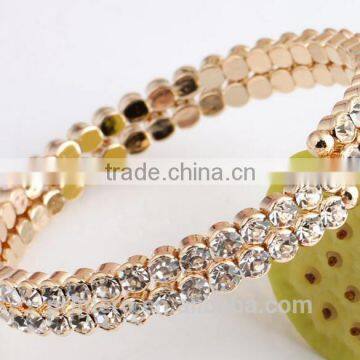 Shiny Bilayer Full Crystal Bangle 18K Rose Gold Plated Rhinestone Jewelry Bracelet photo-6