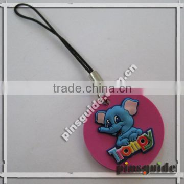 Promotional Good Quality PVC Elephant Embossed Anti Lost Cellphone Gadget Keychain