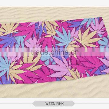 stock hot beach towels weed pink fashion larger circular folding beach towel pareo 3d digital print custom hot sale wholesalers