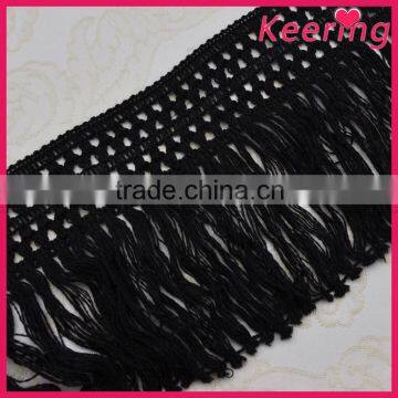 bulk black long dacron tassel fringe for carpets decorative