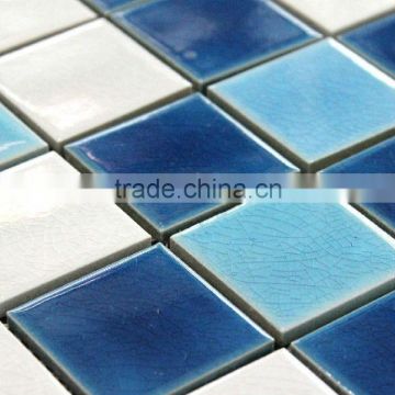 WT24 crackle blue ceramic mosaic tiles swimming pools hallway kitchen livingroom design