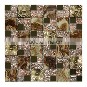 Good quality stainless steel mix glass mosaic tile, mixed color mosaic pattern