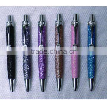 different color mini glitter leather crystal ball pen for promotional gift