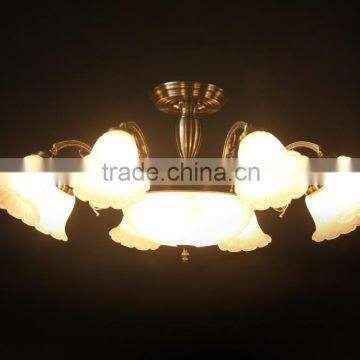 Classical bronze metal flower glass ball fixture ceiling lamps