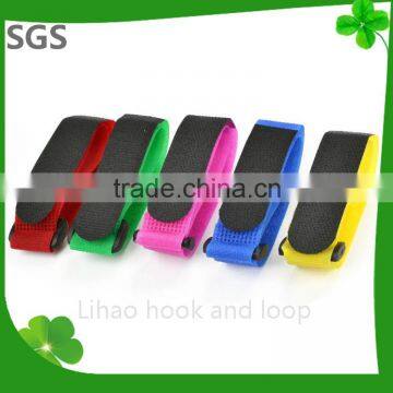 Hook and loop strap with colour plastic buckle/free sample