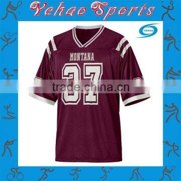 Maroon American football jersey with sublimation numbers