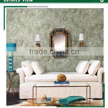 economic embossed pvc wallpaper, green french scroll wall covering for kitchen , imported wall covering ideas