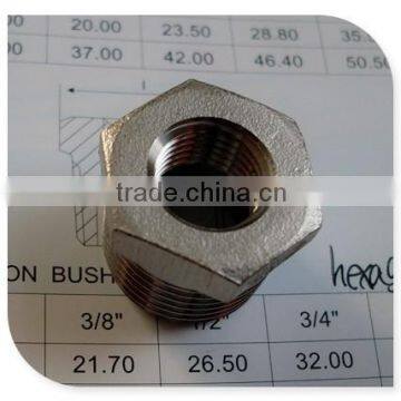 1/4" NPT male to female hex.bushing stainless steel 316