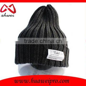 Long Plain Beanie Various Colors Custom Woven Label Knitted Beanie photo-3