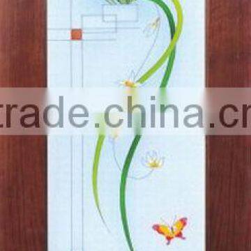 Full Lite Decorative Glass Wooden Single French Doors Interior DJ-S503