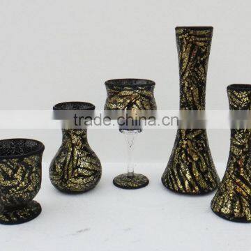 stripe shaped glass mosaic candle holder