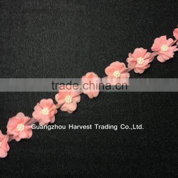 Lovely Pearl Chiffon Flower Lace,Flower Trimming On Tulle For Children Clothing photo-4
