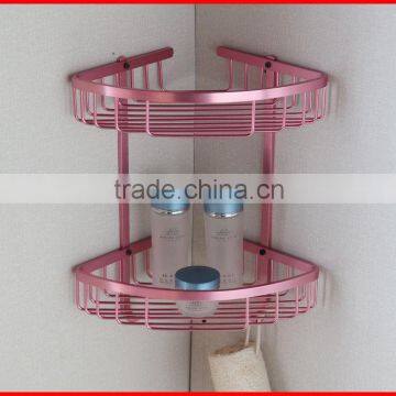 Durable pink color brass bathroom shelves corner storage rack 62906