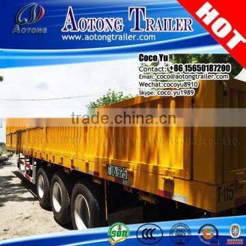 Aotong flatbed semi trailer 3 axles cargo side wall truck trailer for sale (twist lock is optional)