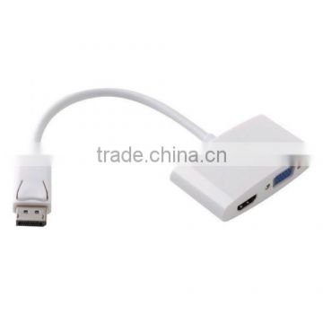 High Quality DisplayPort DP To VGA & HDMI 2-in-1 Combo Cable TV AV HDTV Converter for PC Laptop White By DHL