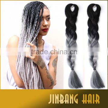 100g 24inch Black and Grey High Temperature Synthetic Fiber Hair Ombre Jumbo Braid