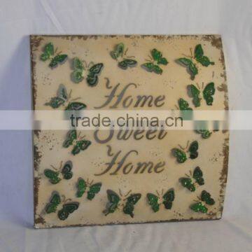 12B660NW-C Butterfly and words design metal wall plaque for decoration