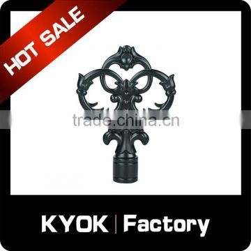 KYOK black color iron curtain finials ,fancy decorative curtain finials,black color high quality curtain finials